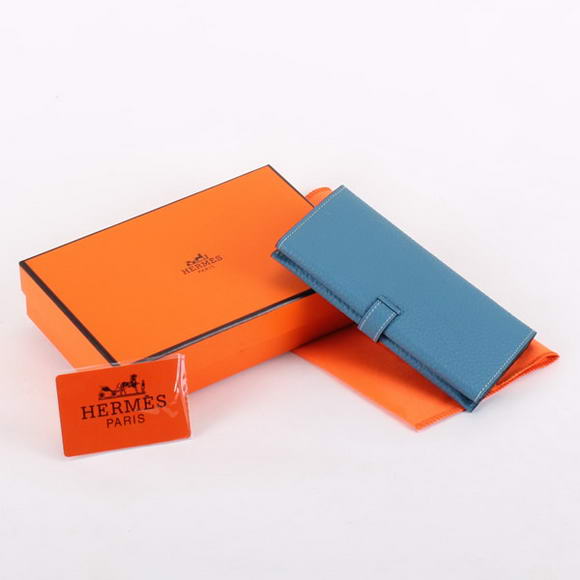 Cheap Fake Hermes Bearn Japonaise Tri-Fold Wallet A308 Blue - Click Image to Close